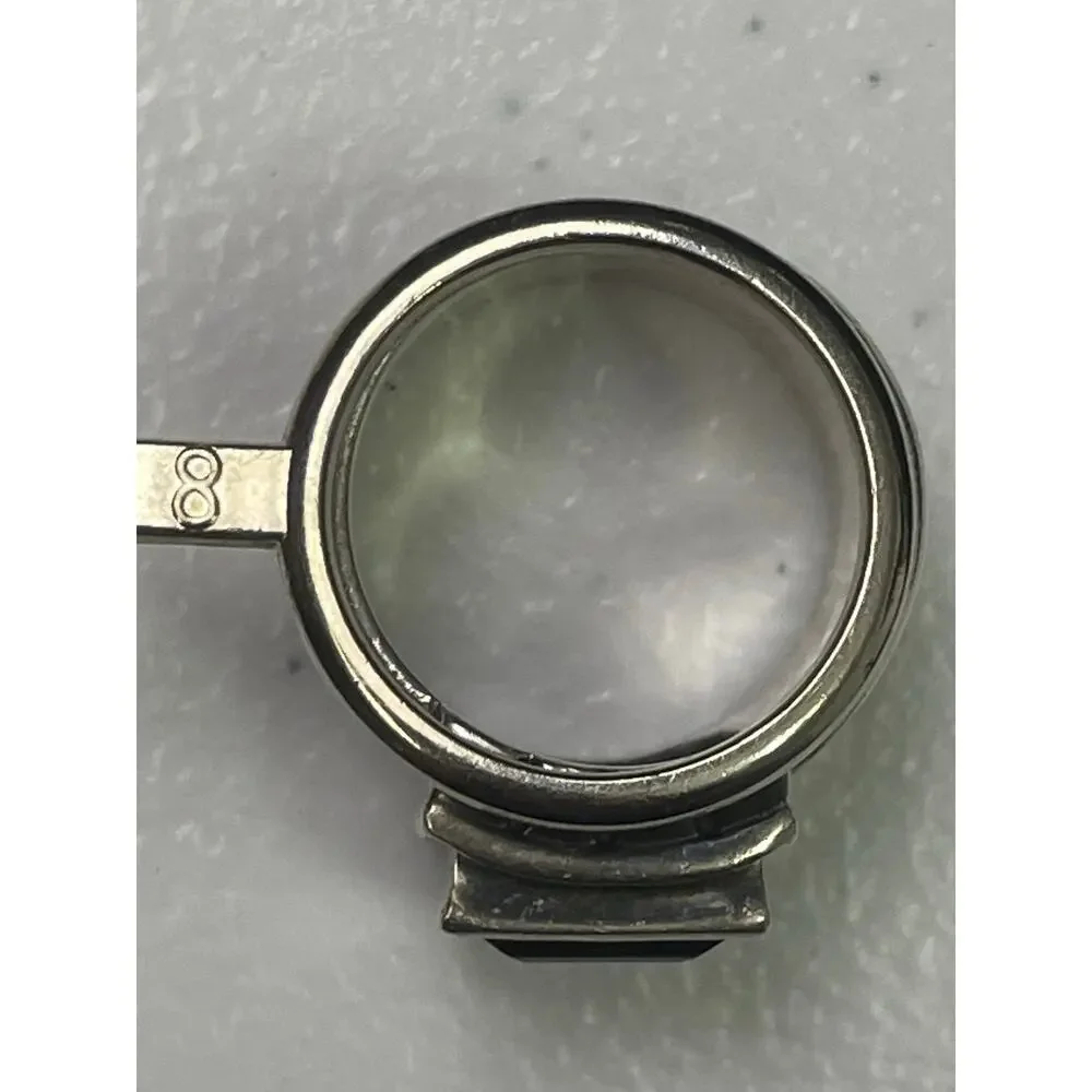 EUC - Retired Silpada Smokey Quartz Ribbed Band Sterling Silver Ring